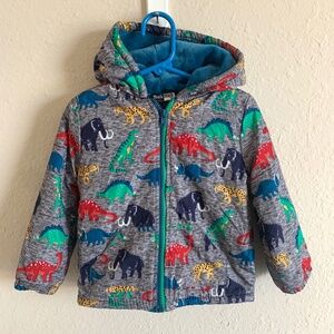 Mick Mack Boys Gray Dinosaur Woolly Mammoth Soft Plush Fleece Lined Jacket Sz 3T